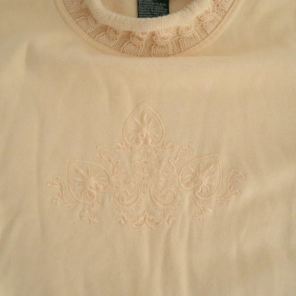 Vintage Hunt Club Yellow w Floral Design Mockneck Sweater S - Picture 9 of 10